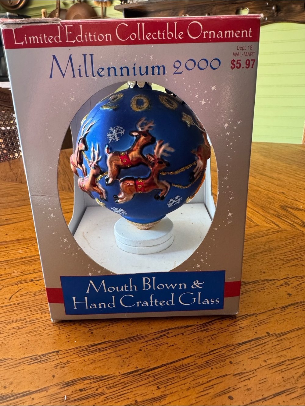 Limited Edition Millennium 2000 Mouth-Blown Glass Ornament - Blue